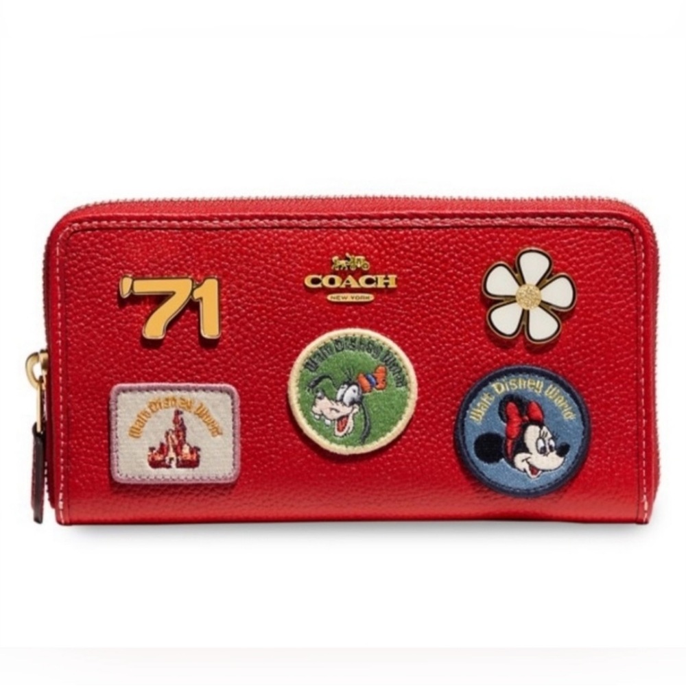 Disney X Coach Accordion Zip Wallet With Patches Red Special edition
